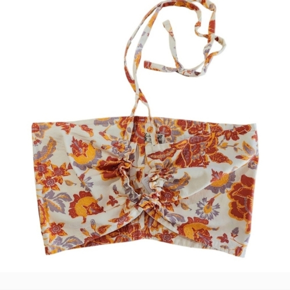 FREE PEOPLE Summer Of Love Floral Convertible BandeauTop In Natural/un.Sz S NWT - Picture 4 of 9